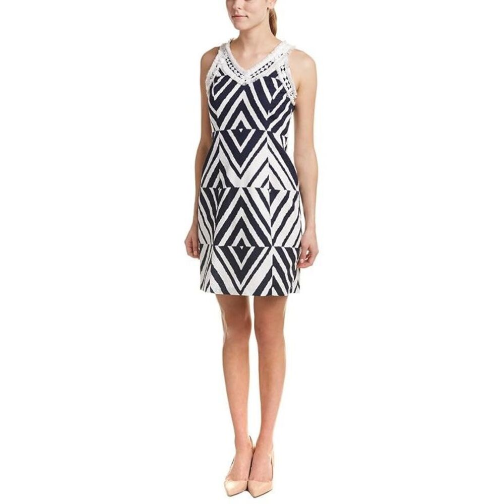 Taylor Dresses Women's Diamond Print Cotton Jacquard Keyhole Back‎ Halte
